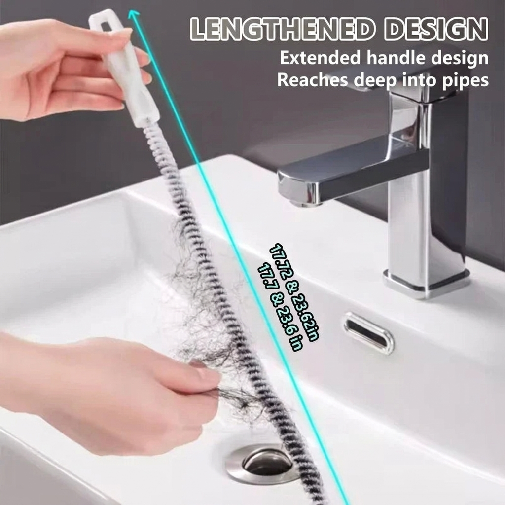 Flexible Drain Cleaning Brush for Traps and Pipes – Pulls Out Hair Clogs – Image 3