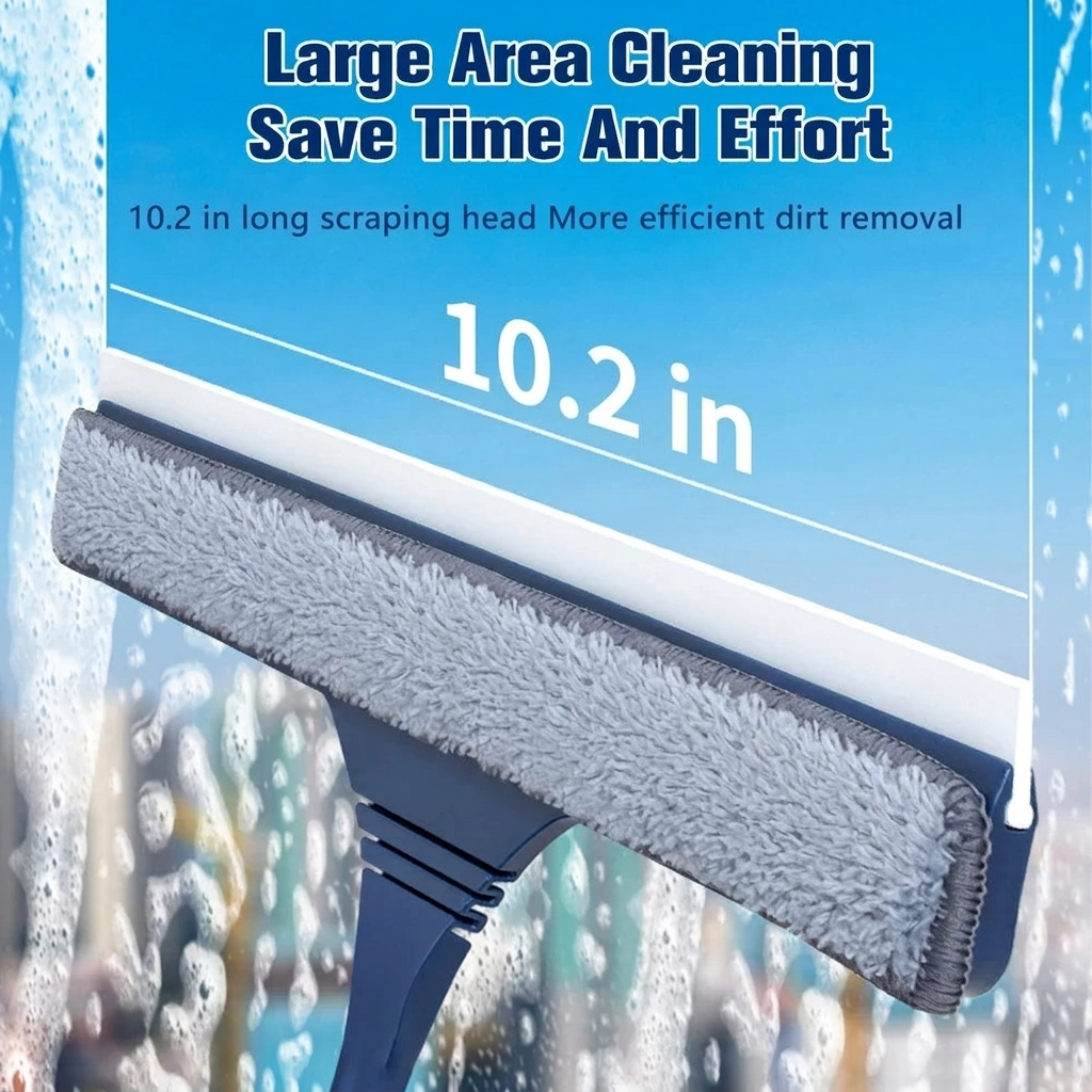 Window Squeegee with Telescopic Pole – Scrubber and Squeegee on One Head – Image 10