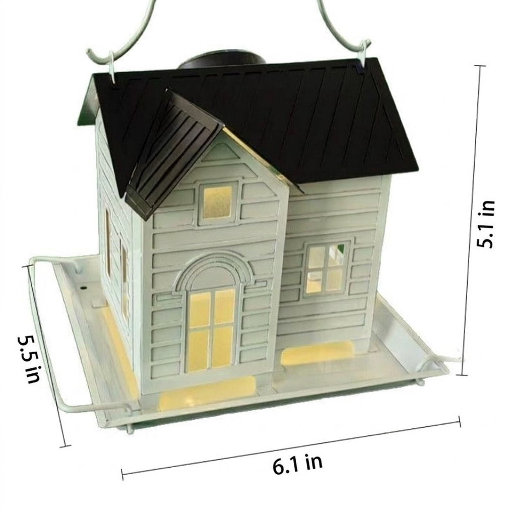 Metal Bird Feeder with Solar Light – Perches and Drainage Holes – Image 2