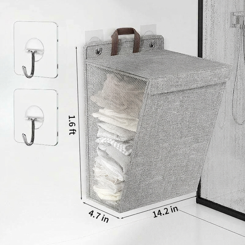 Wall-Mounted Laundry Hamper – Folds Flat and Hangs Without Drilling – Image 7