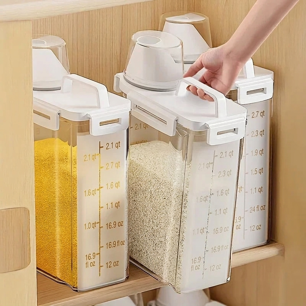 Dry Food Dispenser with Measuring Cup – 2.6 qt, Airtight – Image 1
