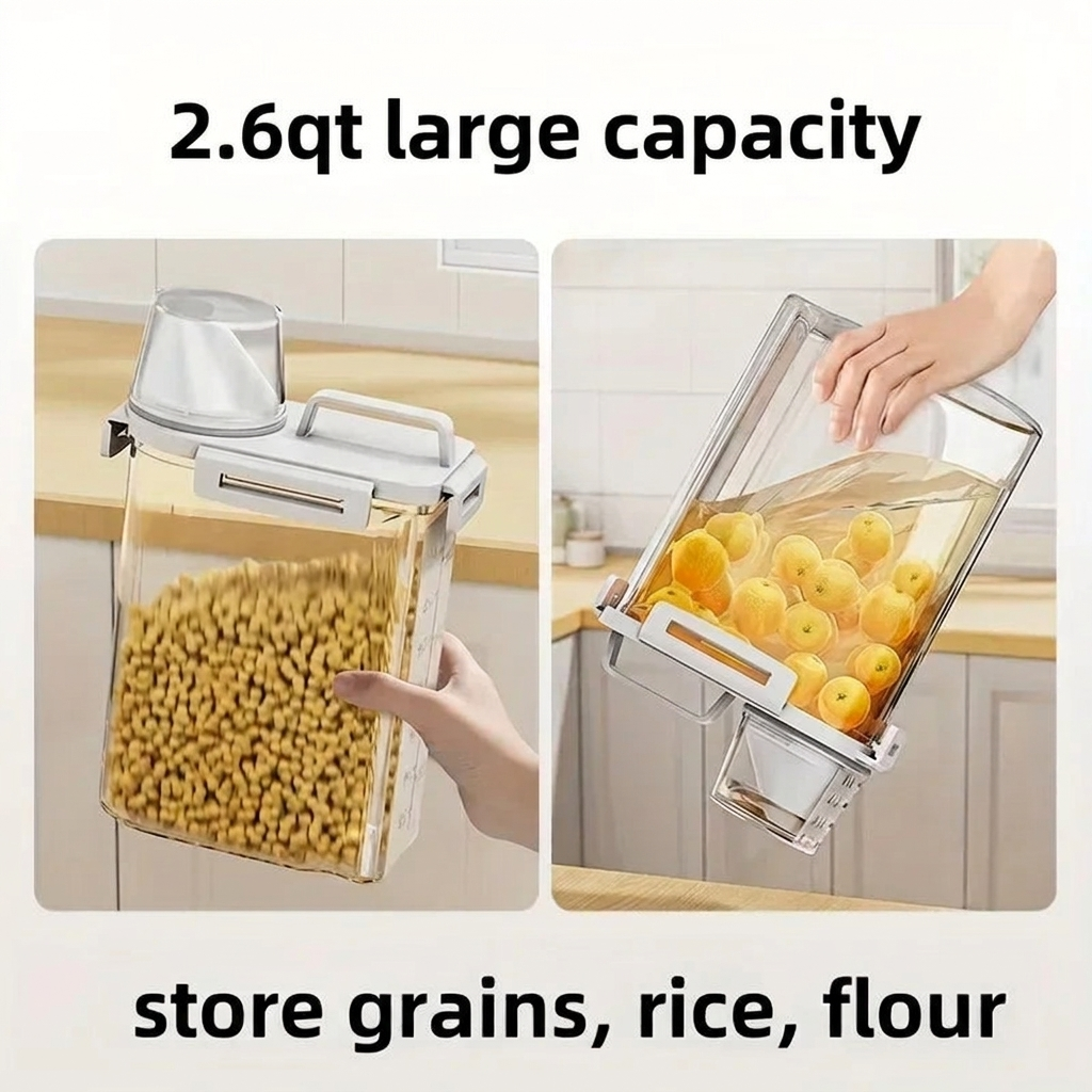Dry Food Dispenser with Measuring Cup – 2.6 qt, Airtight – Image 5