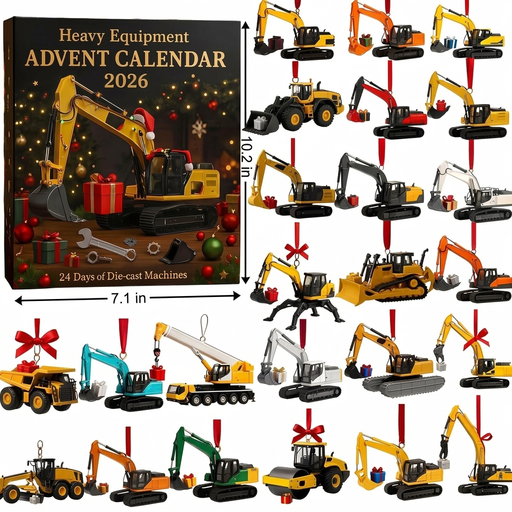Construction Vehicle Advent Calendar 2026 with 24 Acrylic Ornaments – Diggers for the Tree – Image 7