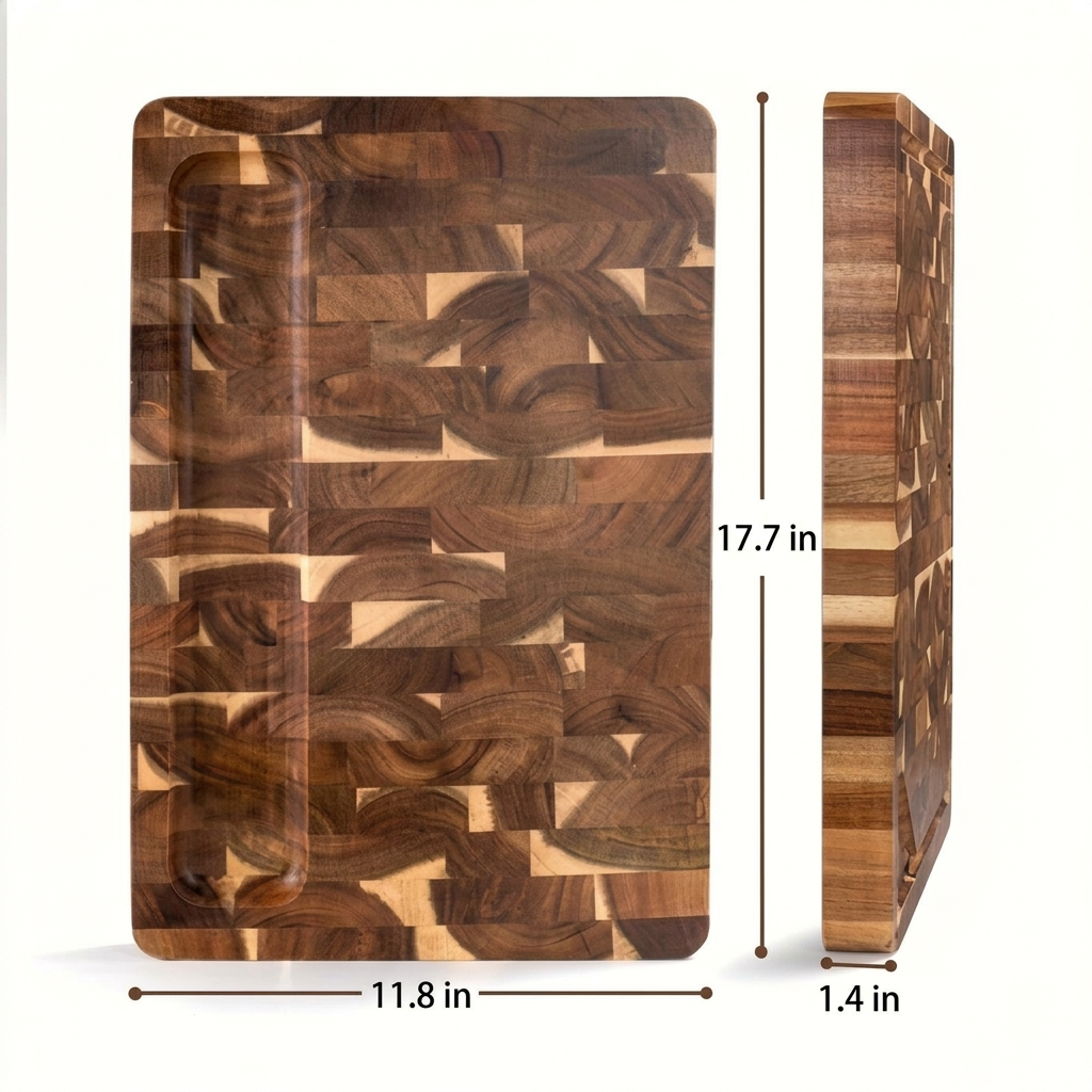 Acacia End-Grain Cutting Board – The Blade Slips Between the Fibers – Image 8