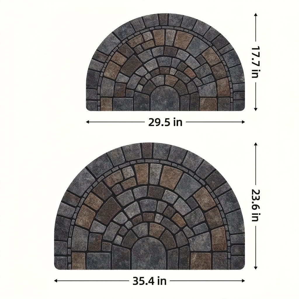 Half-Round Mosaic Door Mat in Woven Polyester – Stone Look That Won't Wear Off – Image 7