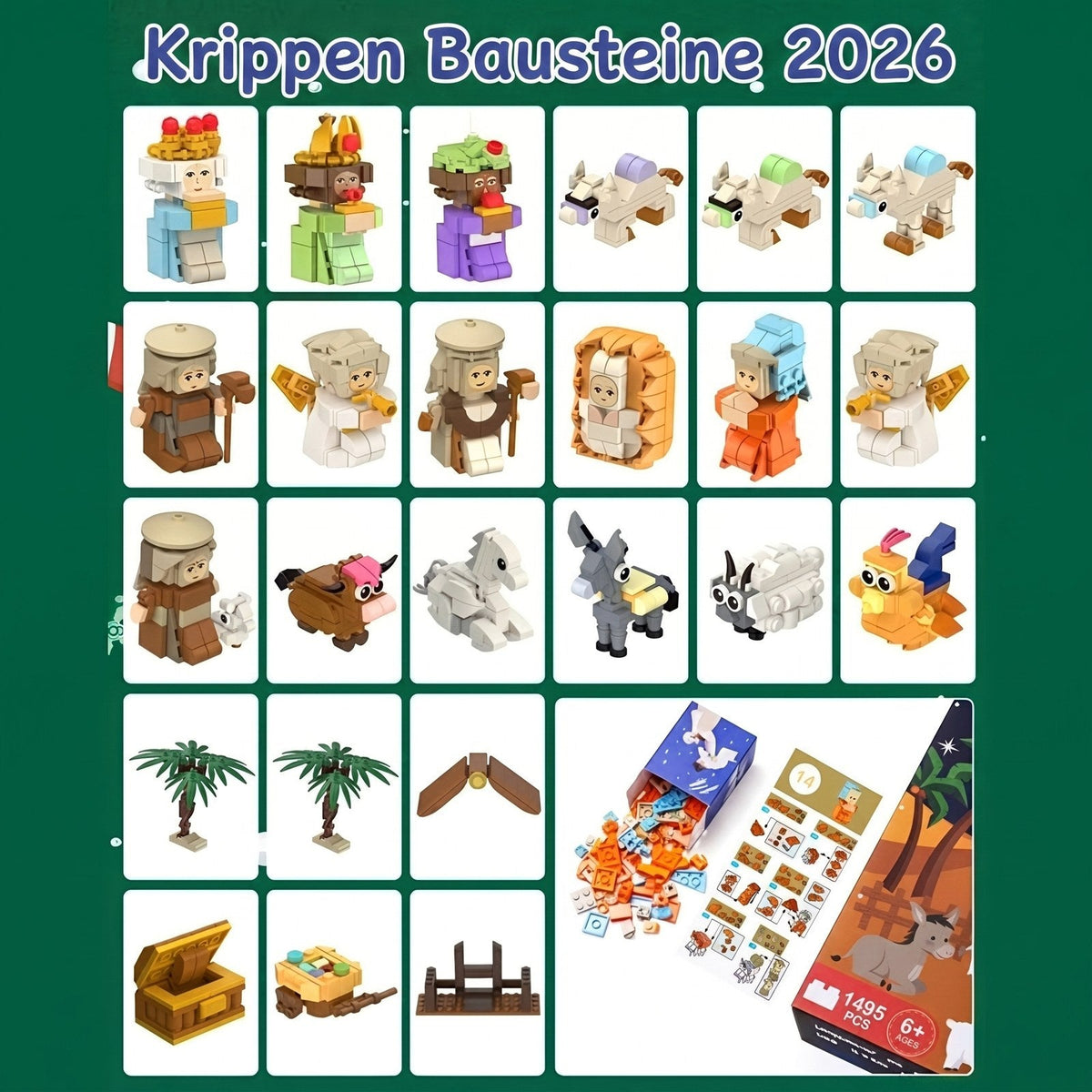 Nativity Building Brick Advent Calendar 2026 – 24 Kits That Build a Full Manger Scene – Image 5