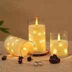 LED Candle in Glass with Fairy Lights