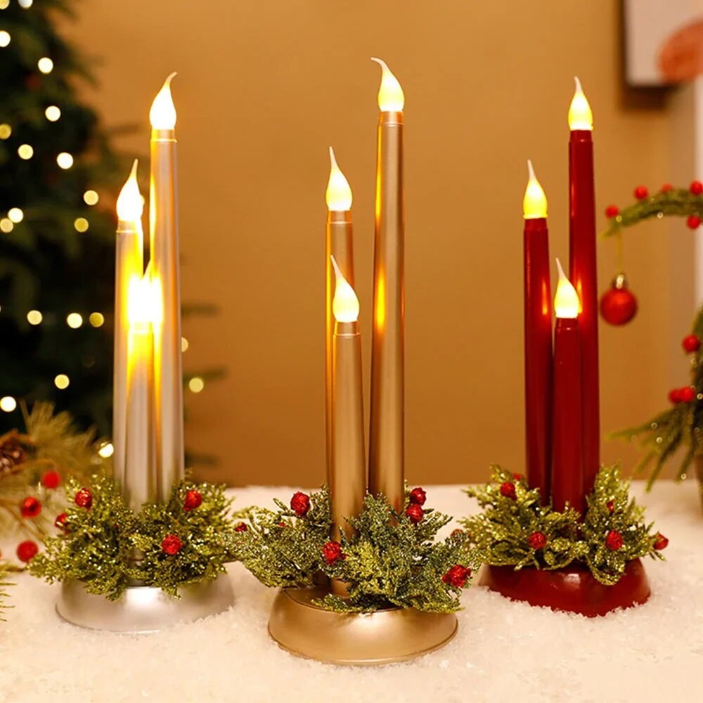 LED Taper Candles for Christmas – Warm Rechargeable Light