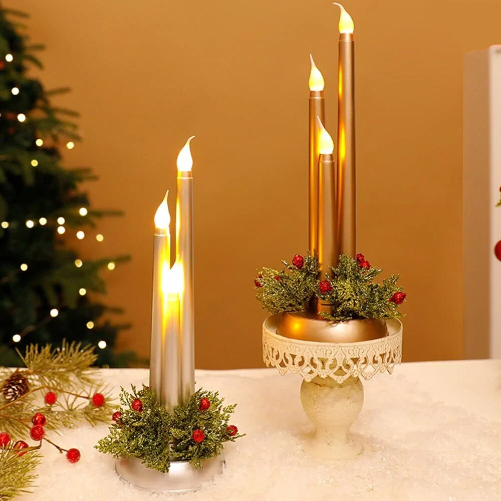 LED Taper Candles for Christmas – Warm Rechargeable Light