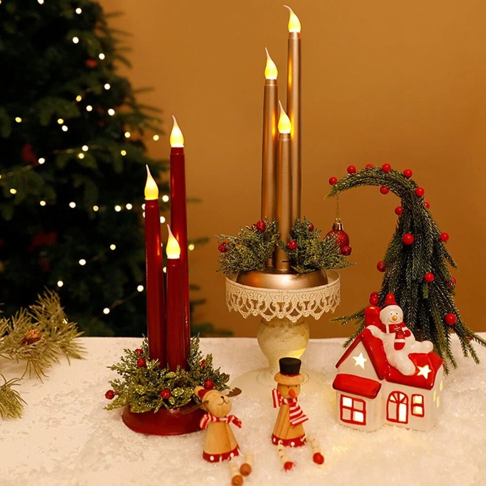 LED Taper Candles for Christmas – Warm Rechargeable Light