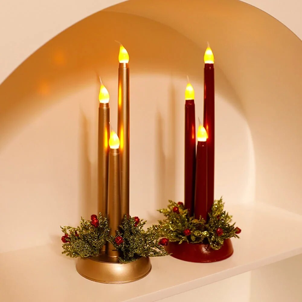 LED Taper Candles for Christmas – Warm Rechargeable Light