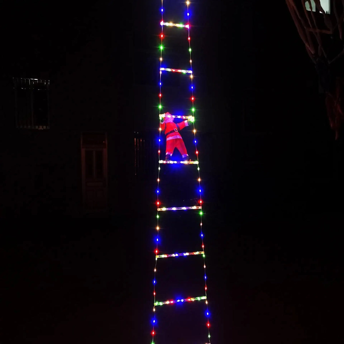 Lighted Christmas Ladder with Climbing Santa