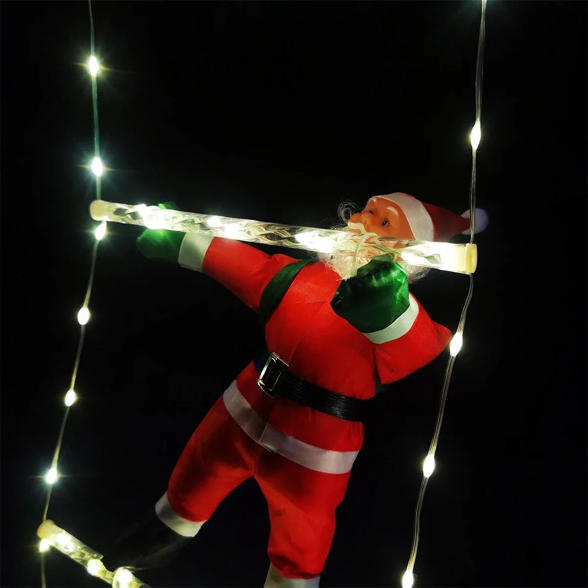 Lighted Christmas Ladder with Climbing Santa