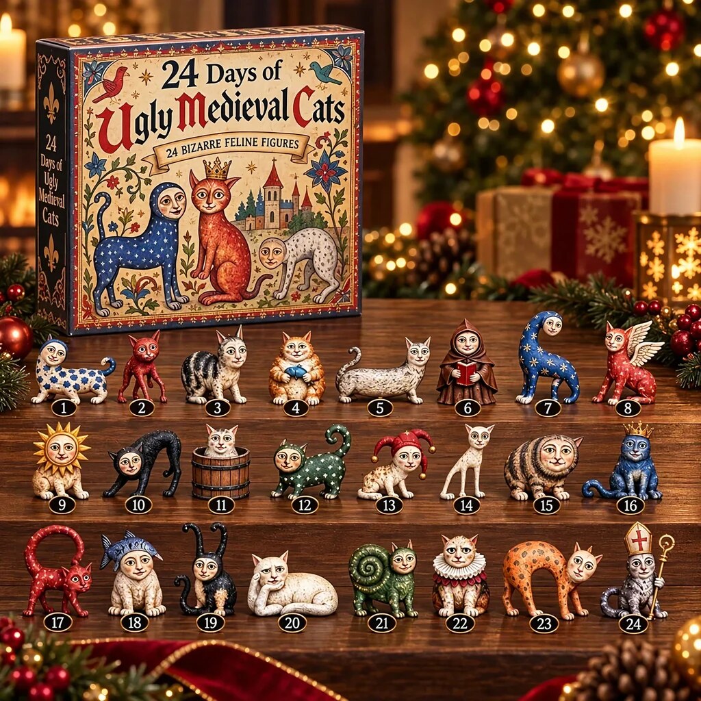 Medieval Cat Advent Calendar – Playful Acrylic Figures