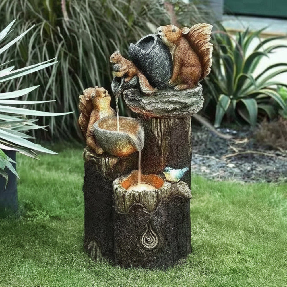 Stehende Vogeltränke mit Solarbrunnen – auf einem Fuß im Beet – Bild 2