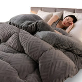 Plush Fleece Winter Comforter – Embossed Velvet Top with Sherpa Back