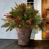 Pre-Lit Christmas Urn Filler – Battery-Operated Evergreen