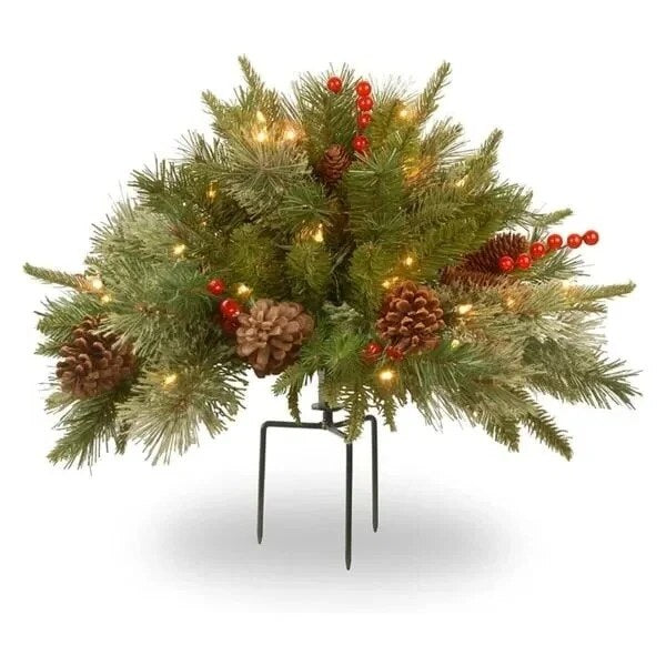 Pre-Lit Christmas Urn Filler – Battery-Operated Evergreen