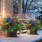 Pre-Lit Christmas Urn Filler – Battery-Operated Evergreen