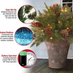 Pre-Lit Christmas Urn Filler – Battery-Operated Evergreen