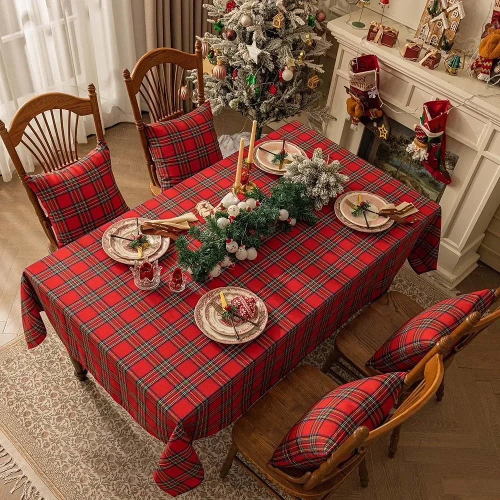 Red Tartan Plaid Christmas Tablecloth