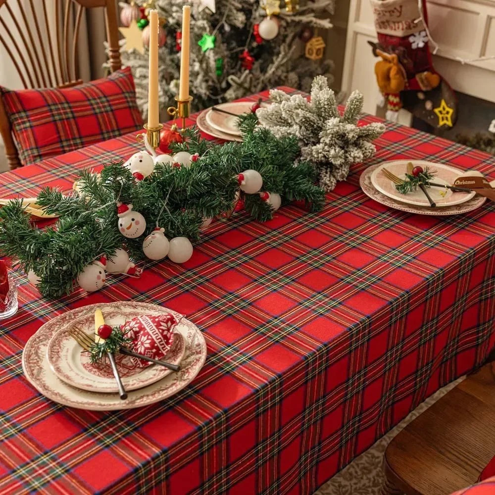 Red Tartan Plaid Christmas Tablecloth