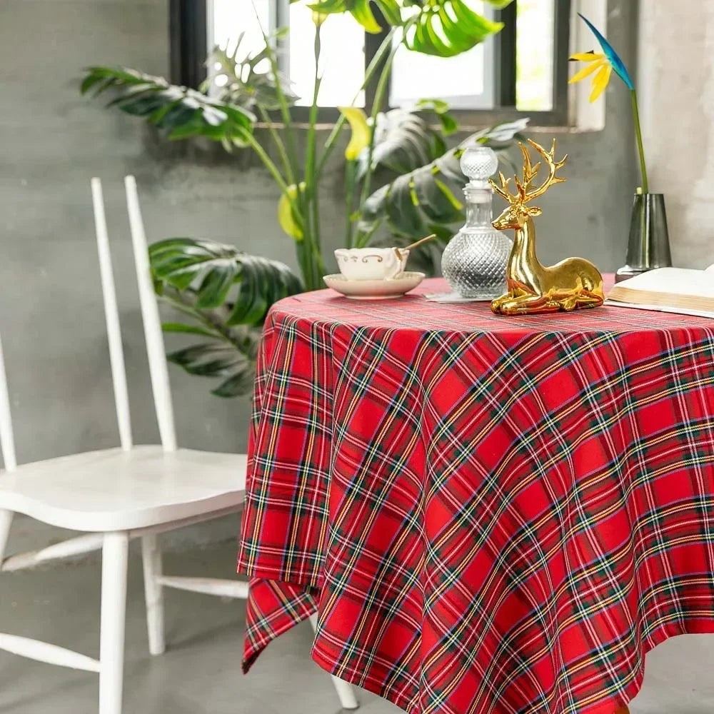 Red Tartan Plaid Christmas Tablecloth
