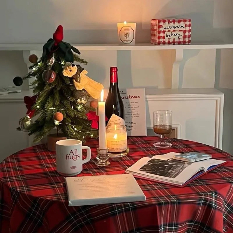 Red Tartan Plaid Christmas Tablecloth