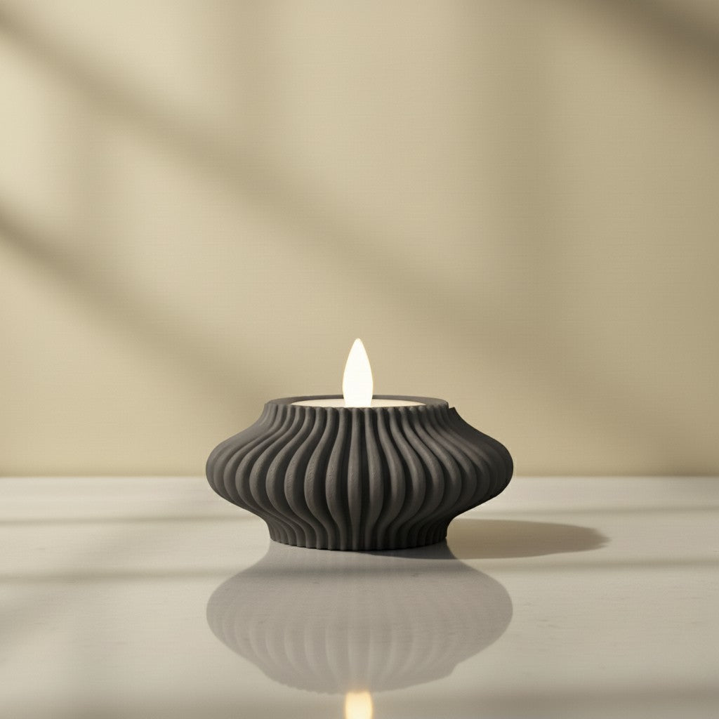 Ribbed Ceramic Tealight Holder
