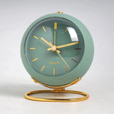 Round Analog Alarm Clock with Night Light – Gold Stand and Quartz Movement