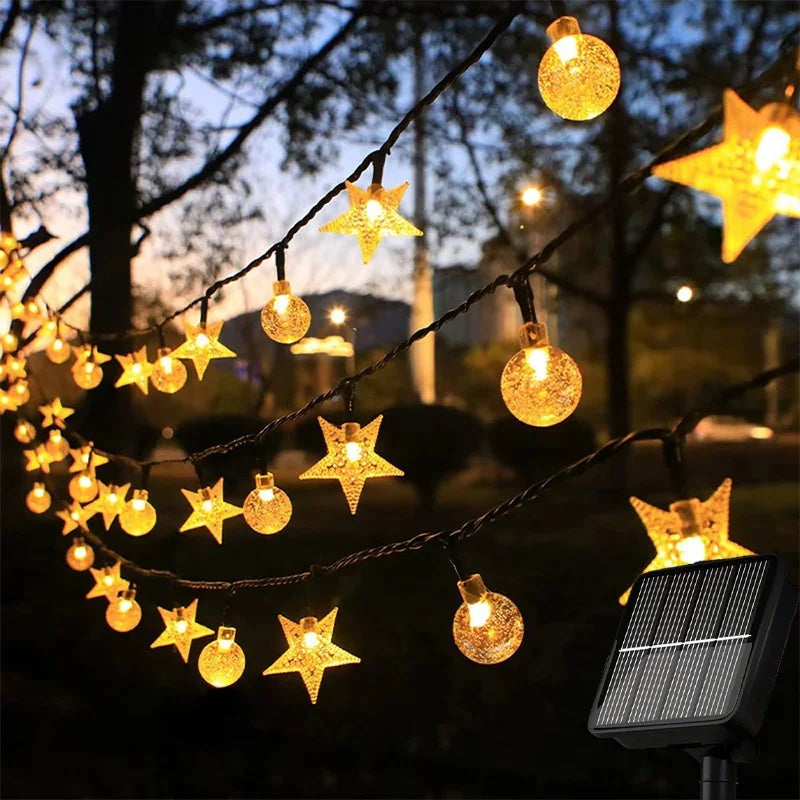 Solar Star and Globe String Lights