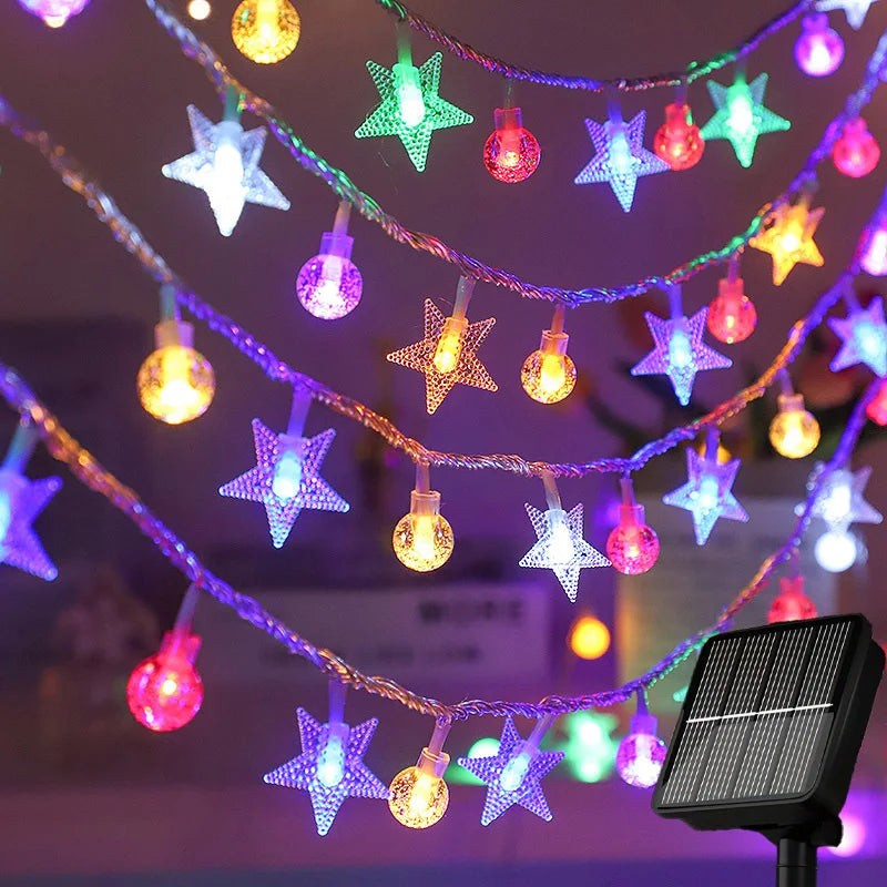 Solar Star and Globe String Lights