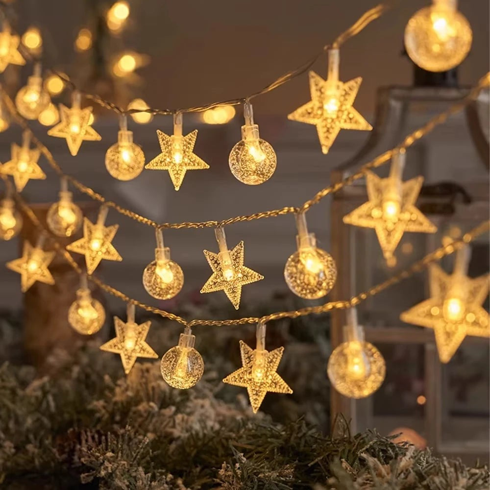 Solar Star and Globe String Lights