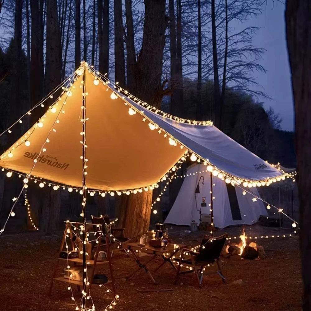 Solar Star and Globe String Lights