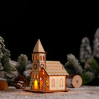 Wooden Christmas House with LED Light