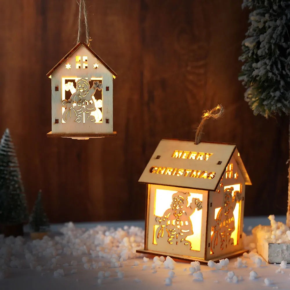 Wooden Christmas House with LED Light