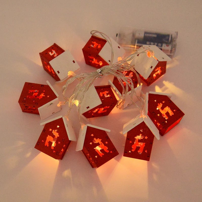 Wooden House String Lights